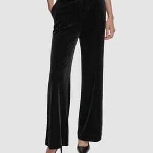 Calvin Klein Women's Plus 14 Black Velvet Whitney High Rise Wide Leg Pants